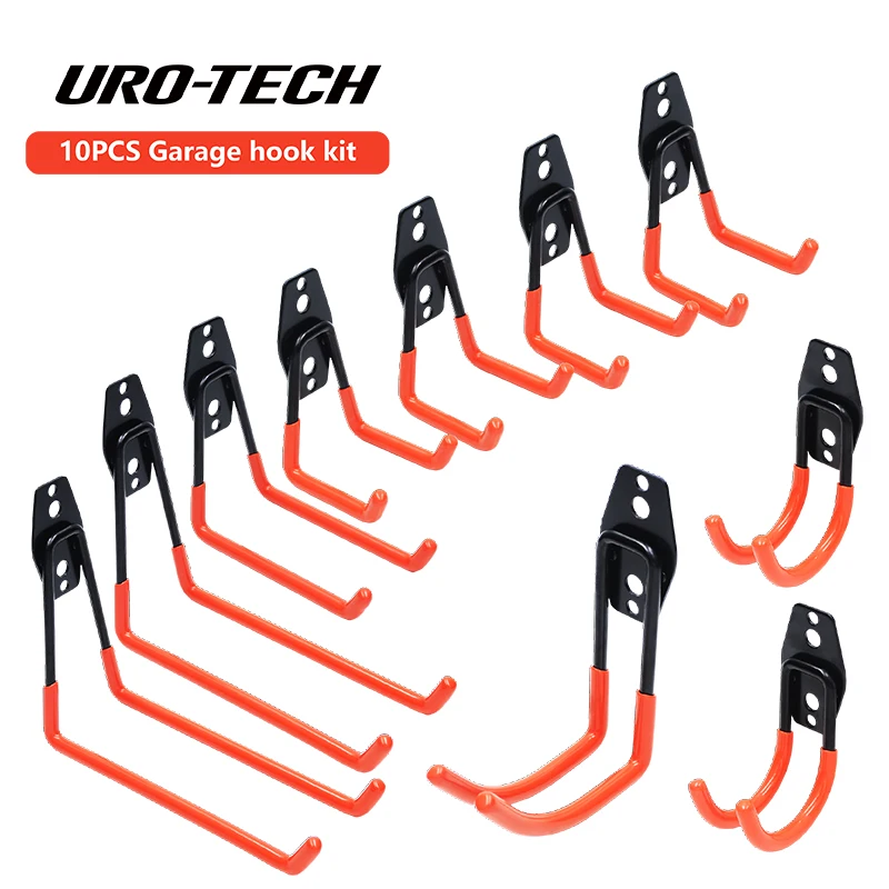 Garage Hooks Double Heavy Duty 10pcs Pack Steel Garage Storage System Hooks, Wall Mount Hooks