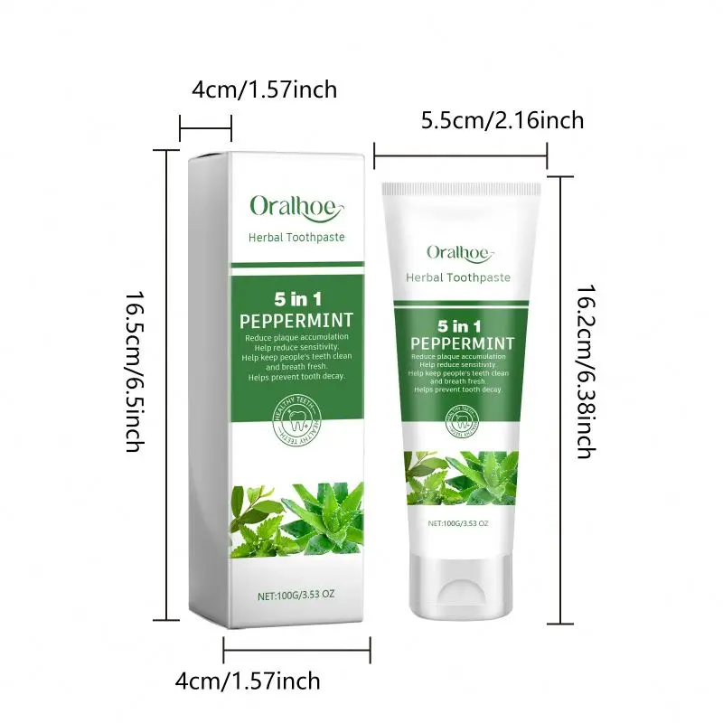 ORALHOE Oral Refreshing Whitening For Sensitive Teeth Natural Herbal Licorice Peppermint Aloe Vera Toothpaste 100ml