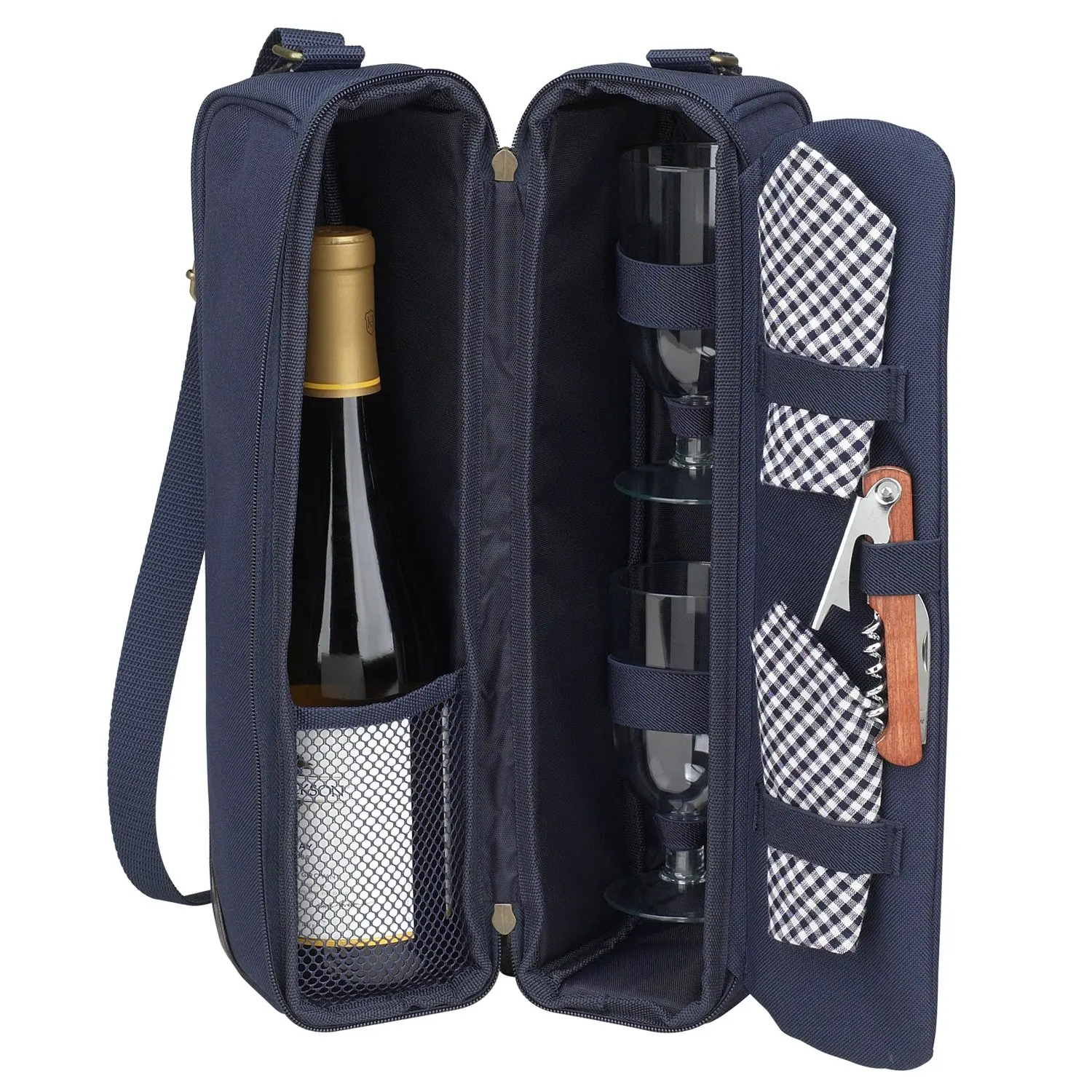BSCI custom 2 Bottle Travel Padded Wine Cooler Bag Durable Insulated Wine Carrier