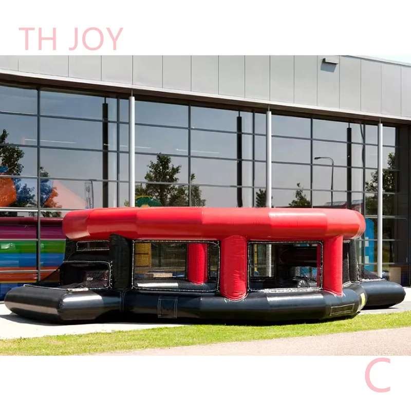 Free air ship to door, outdoor portable inflatable soccer field, 8m diameter inflatable football pitch court playground for sale