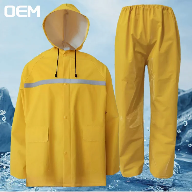 Factory Custom Safety Uniforms Outdoor Waterproof Overall Reflective 2 Pieces PVC Raincoat Set Hi Vis Rain Suit For Construction