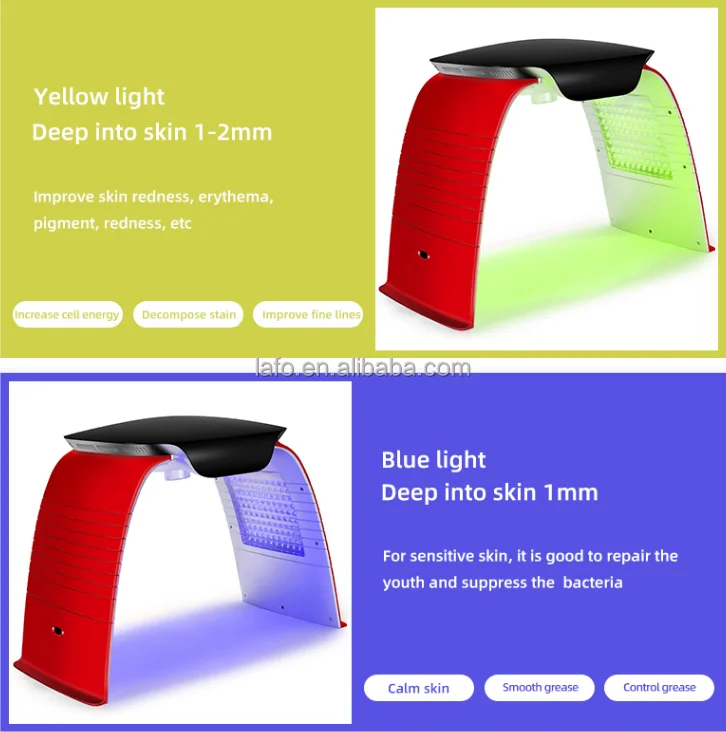 Portable phototherapy Led Infrared Light therapy beauty machine 7 colors pdt for facial hot cold spray led therapy machine