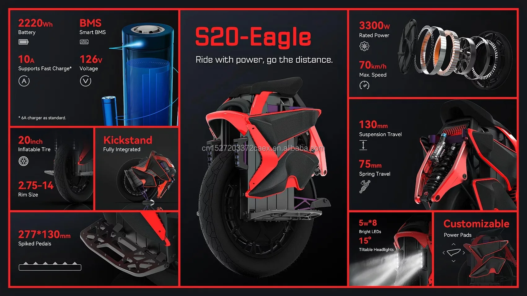 Kingsong S20 Электрический Моноцикл 20 дюймов 2220wh подвесной KS скорость 70 км/ч напряжение