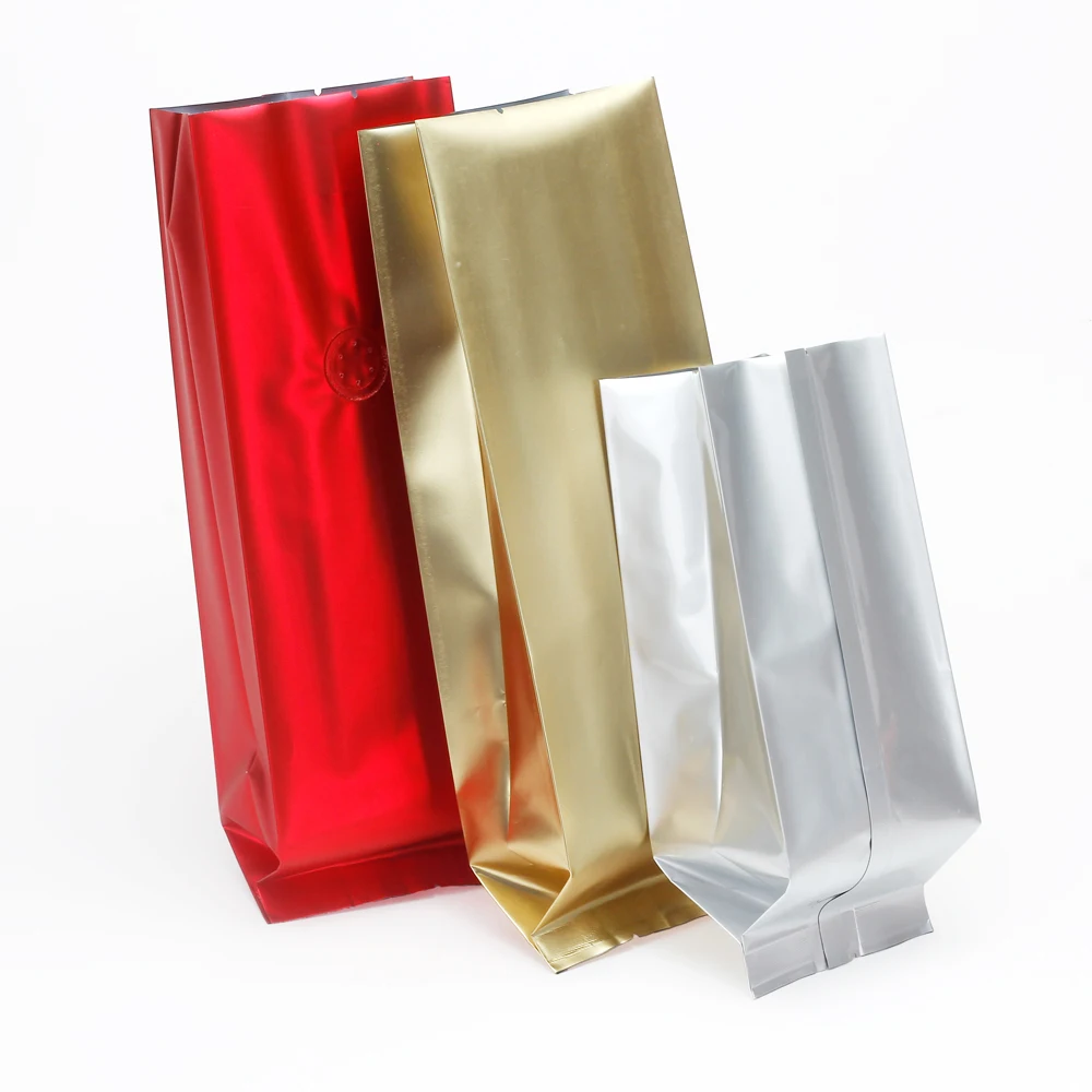 Free sample custom red black blue color print metalized side gusset coffee bag with valve