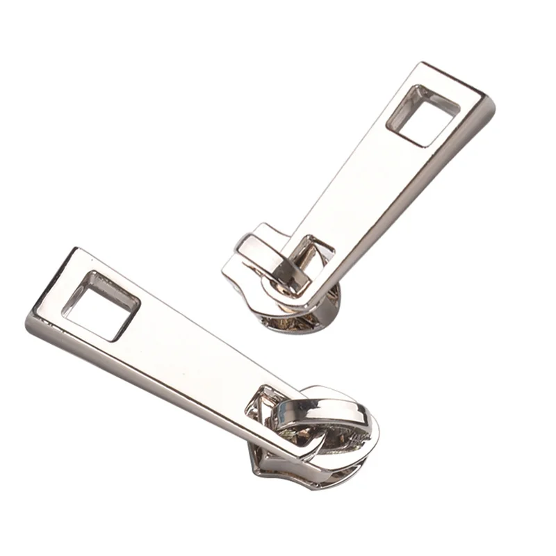 Ivoduff zipper head square shape silver 5# nylon head zipper pull
