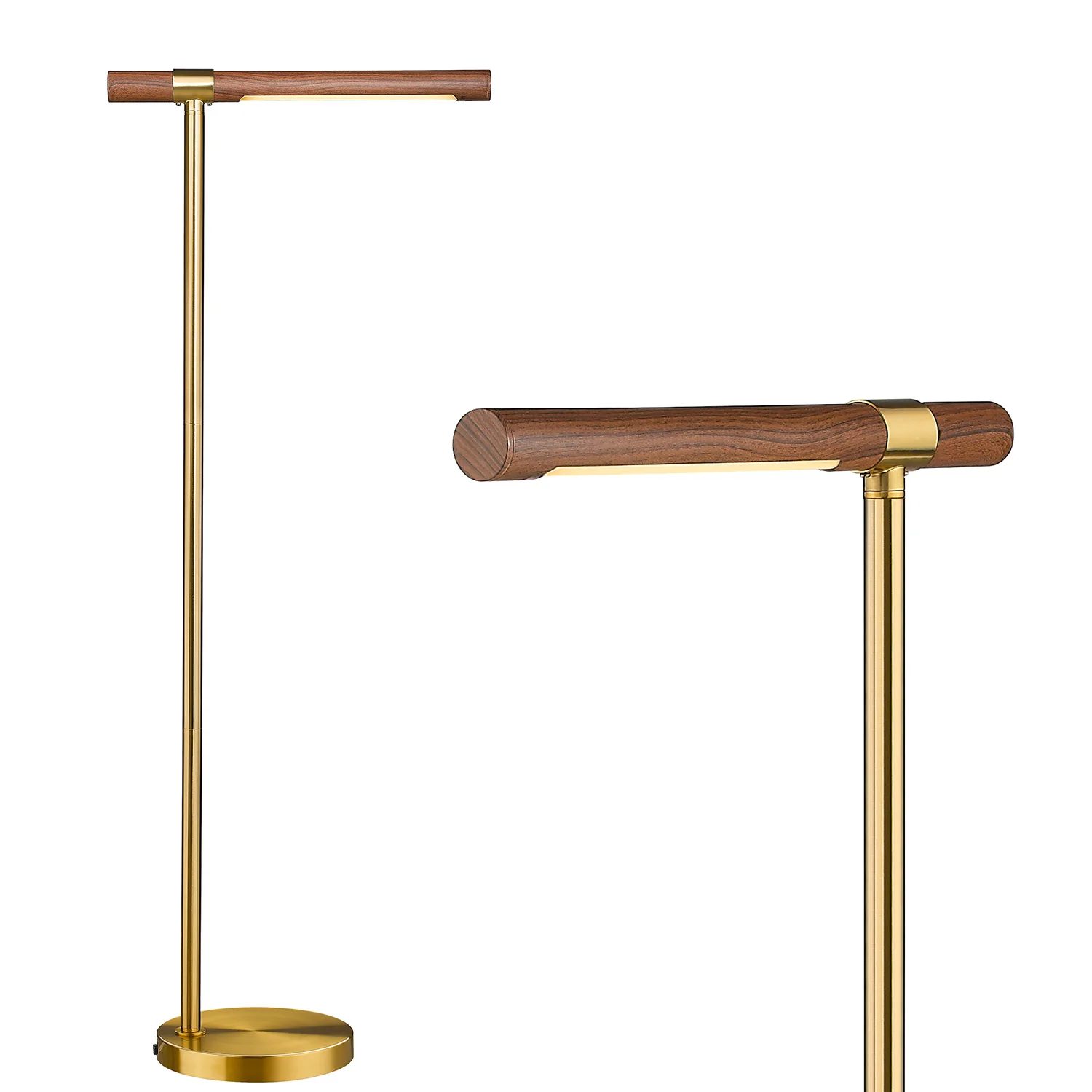 Wholesale walnut wood gold brass finish metal base LED decorative lamp floor lamp