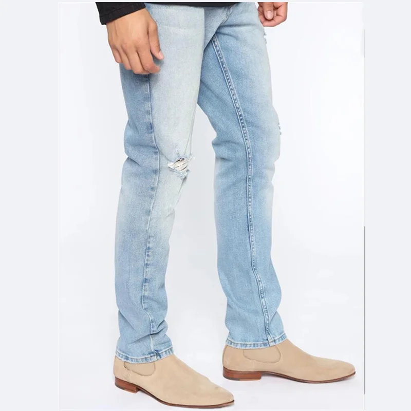 High quality fashion soft fabric mens ripped jeans mens denim jeans pants