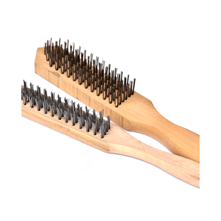 Wooden Handle Steel Wire Brush for cleaning polishing