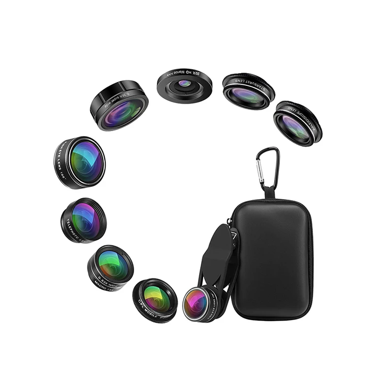 Wholesale amazon product cell phone accessories 9 in 1 phone lens kit for mobile phone camera lens