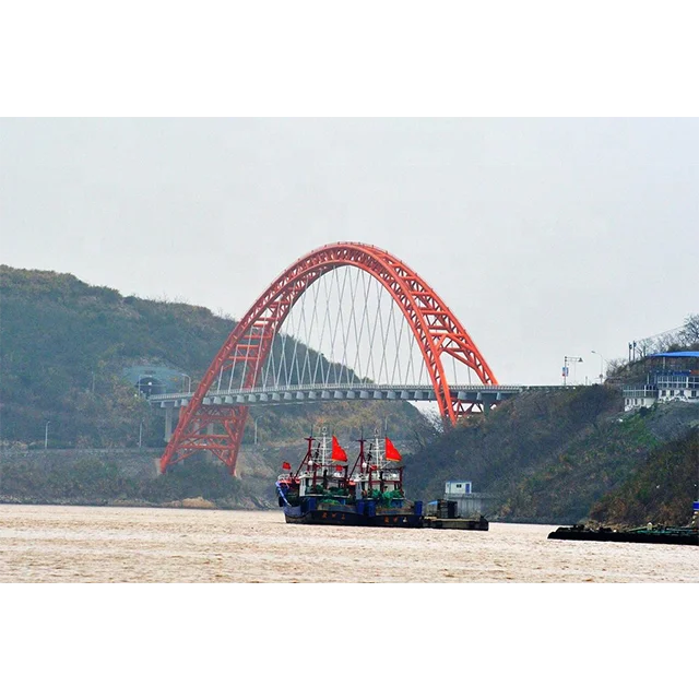 Prefab Steel Tubular Truss Arch Bridge Half Though Concrete Filled