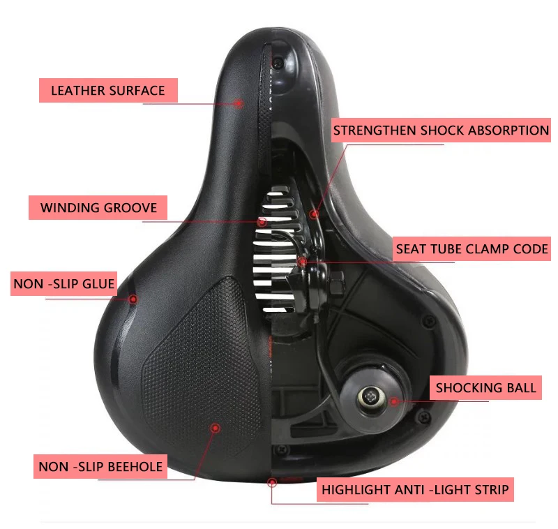 Hot Sale Shockproof Cushion Soft Comfortable Softwidening High Elastic Shock Absorption Mountain Bike Deep Dent Bicycle Saddle