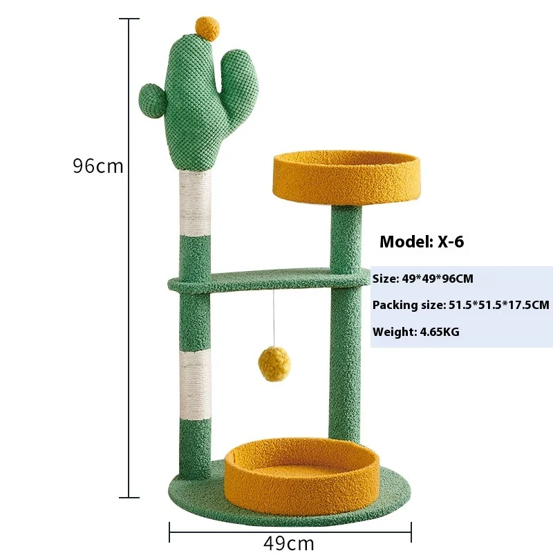 Cute Cat Activity Tree House Cactus Shape Sisal Post Small Cat Scratcher Cotton Material Cats Toy Dogs Halloween Christmas