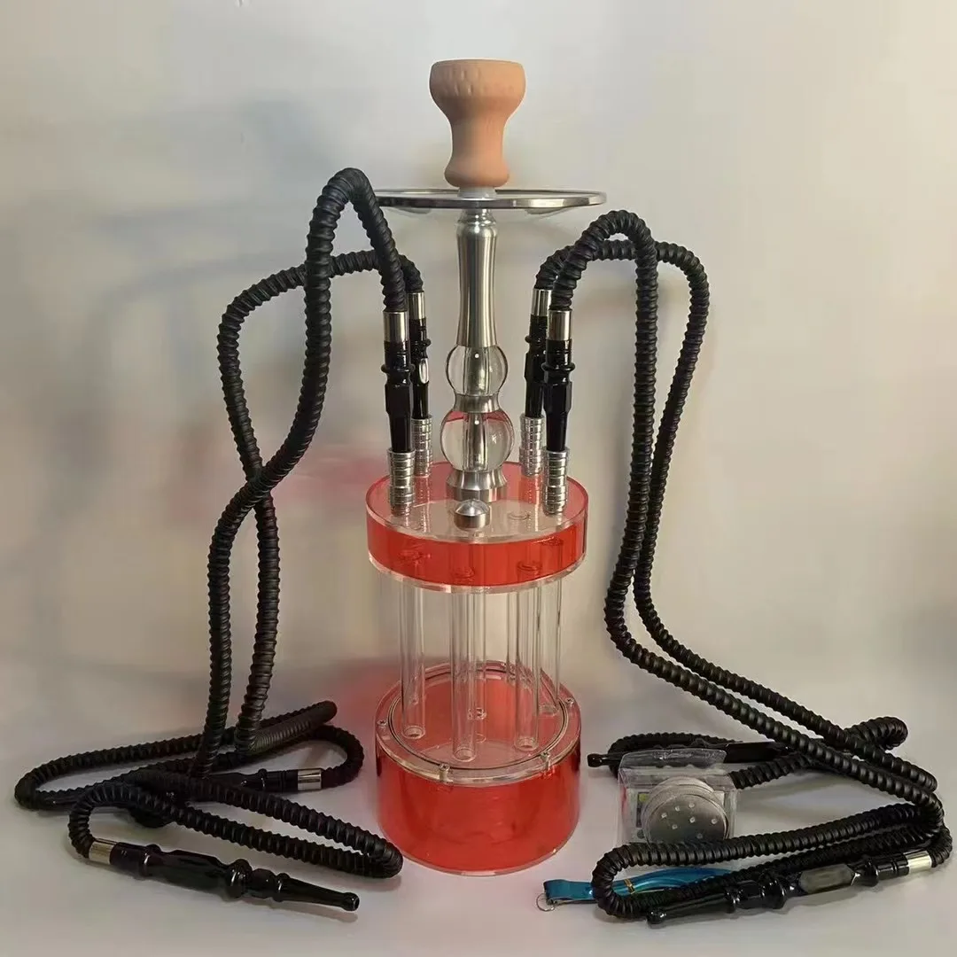 Four pipe Gatling acrylic Arabian shisha with colors light bar KTV hookah set