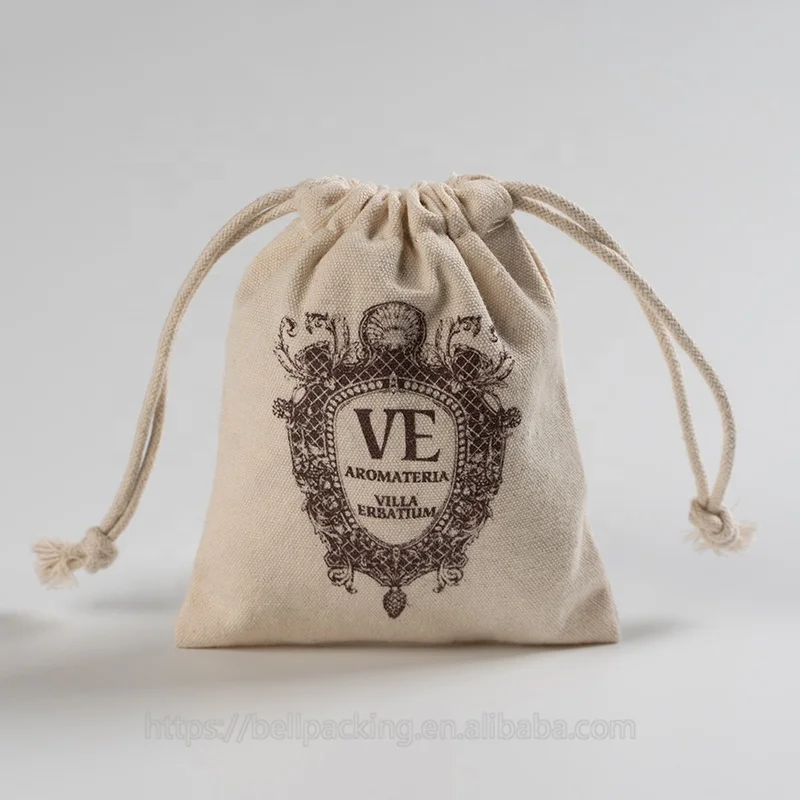 Unbleached Natural Cotton Canvas Drawstring Pouch