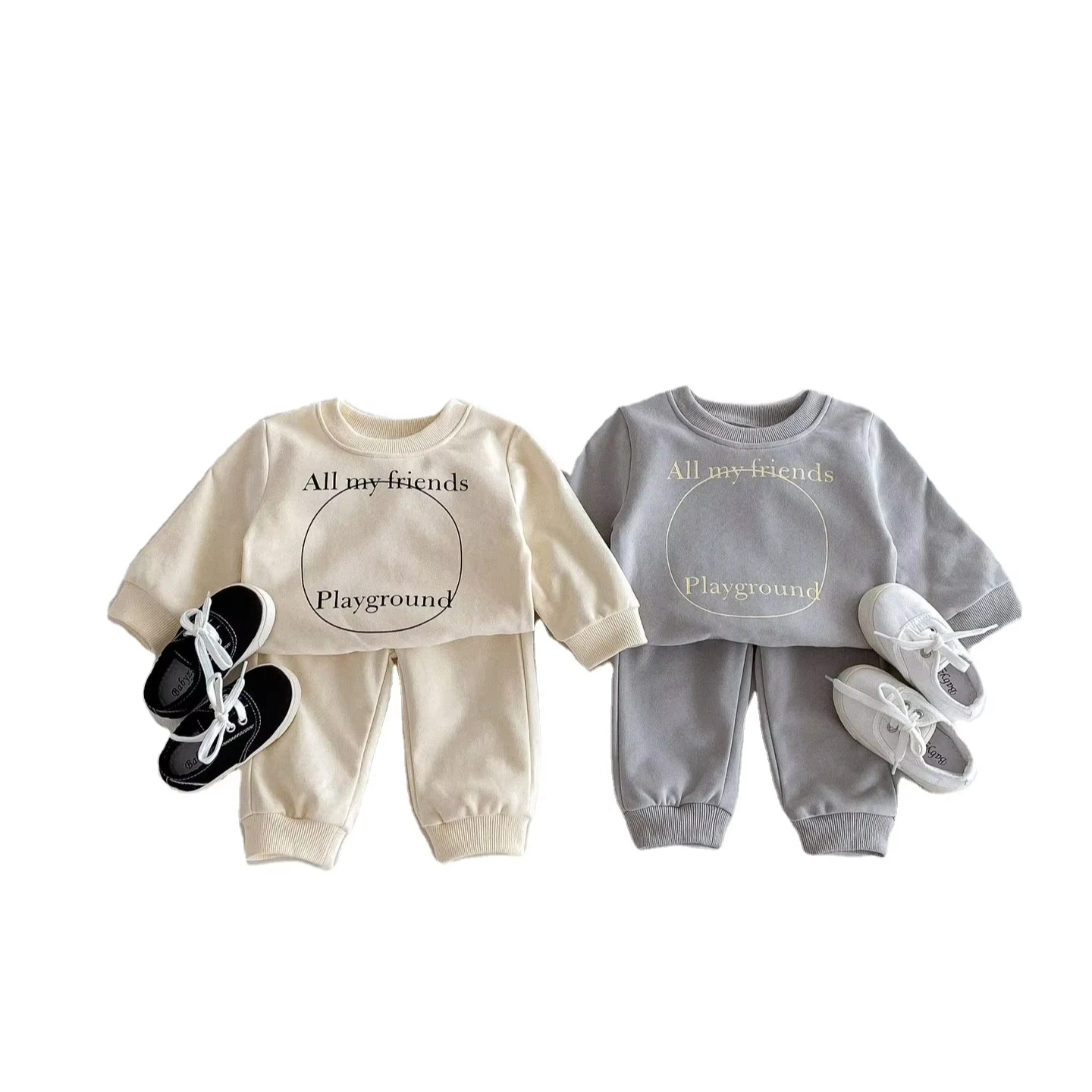 Korean Style Letter-Style Casual Sports Sweatshirts Sweatpants New Fashionable Stylish Baby Clothes for Boys Girls Made Cotton