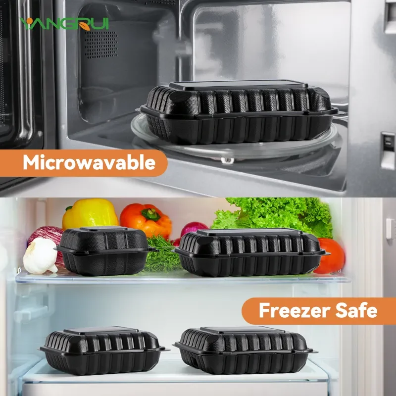 Takeaway Restaurant Microwave Freezer Safe Meal Prep Food Containers Mfpp Plastic Clamshell Burger Lunch Box