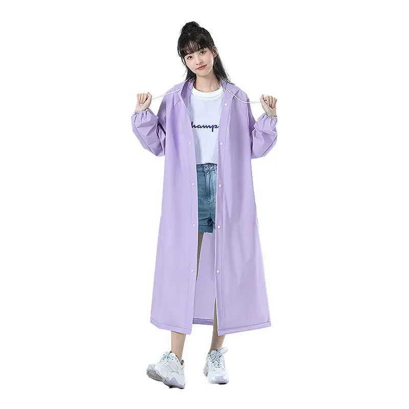 Wholesale Lightweight Grey Waterproof Foldable Rain Wear Adult EVA Long Raincoat with Hood