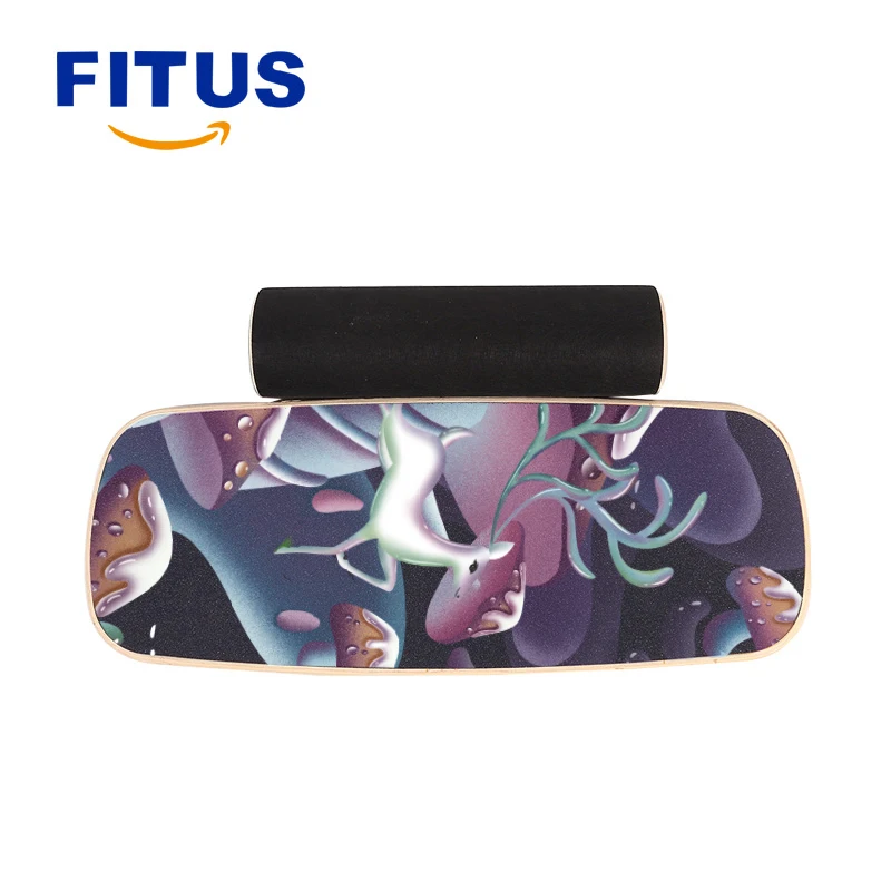 FITUS High Quality  Full Printing Balance Board With Cork Roller