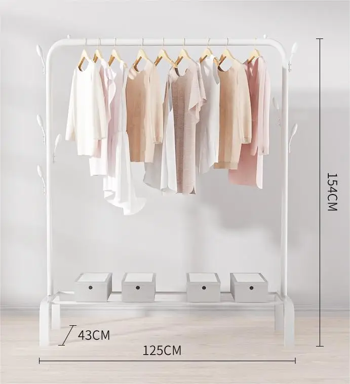 Clothes drying rack floor  indoor  hanging Simple clothes and hat rack  bedroom clothes storage cabinet