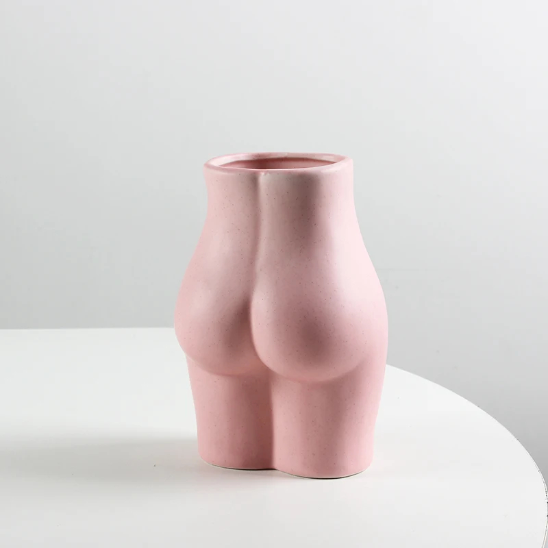Ceramic Butt Flower Vase for Home Desktop Decoration Europe Style Creative Body Shape Art Vase