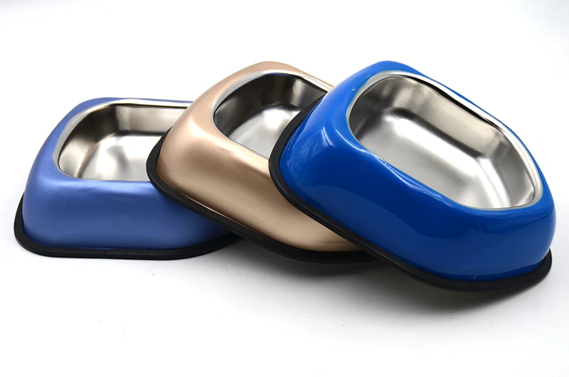 Advanced frosted polygon stainless steel six pieces cat bowl Dog bowl pet bowl