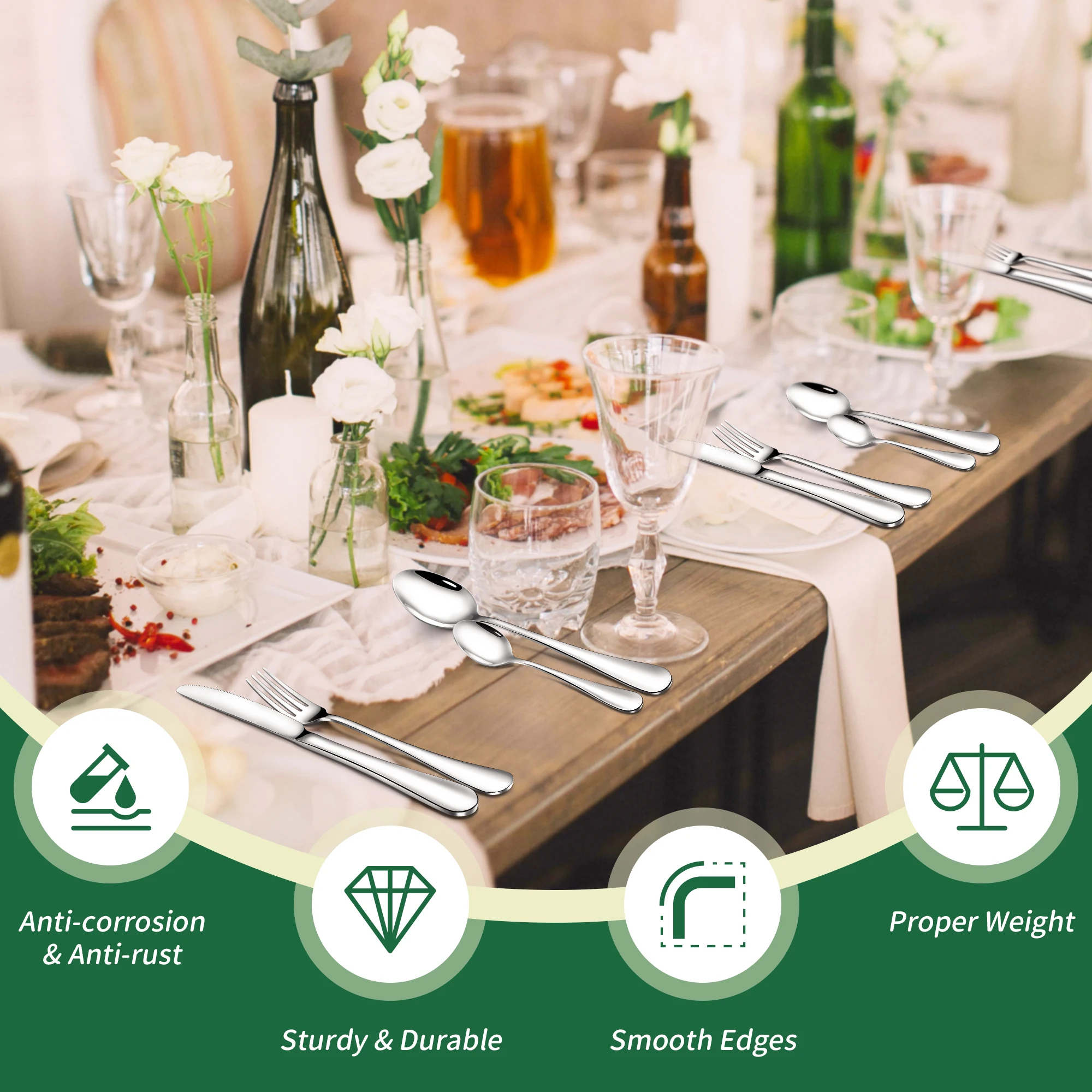 Silverware Posate Set Cuttlery Set Fork Spoon Knives Iso9001stainless Steel China Best Seller Restaurant Metal Minimalist Silver