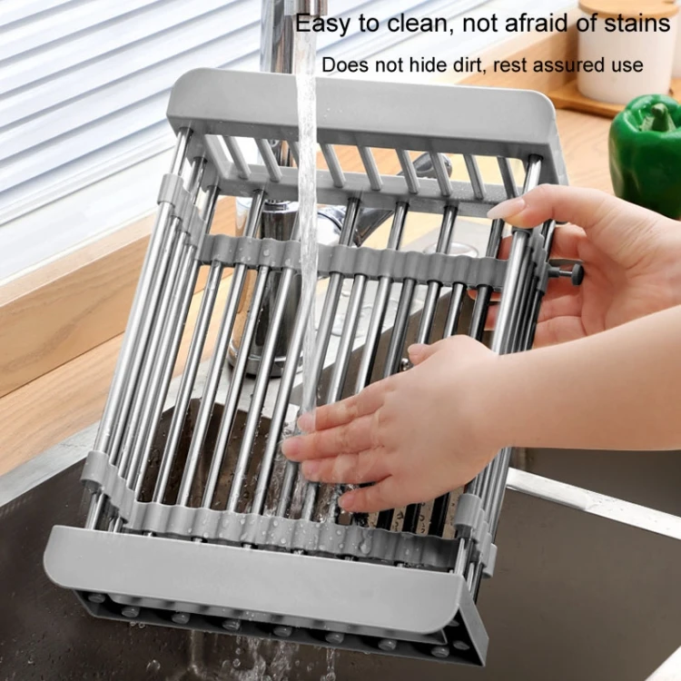 Cheaper price Home Kitchen Drainage Rack Stainless Steel Retractable Sink Shelf Flatware Storage Organizer