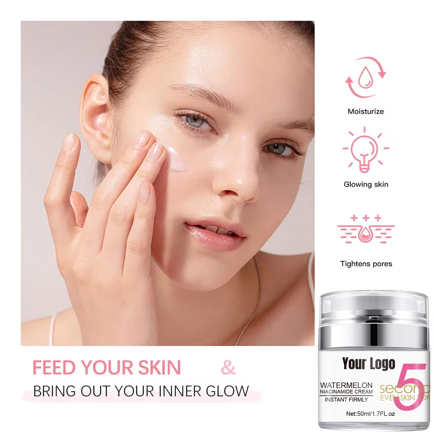 Wholesale Custom Natural Plant Watermelon Face Cream Professional Beauty Whitening Anti Aging Anti Acne Moisturizing Face Cream