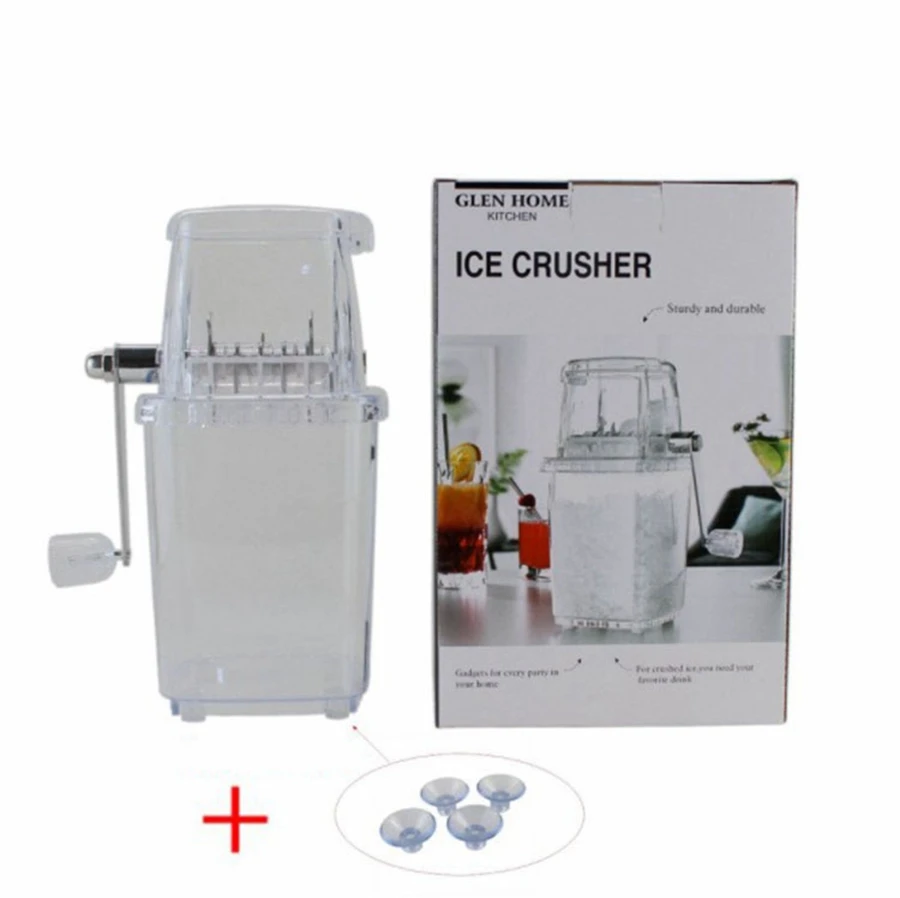 Household Manual Ice Crusher, Bar Cocktail Crushed Ice Machine Commercial Plastic Shaved Ice Machine Smoothie Machine/