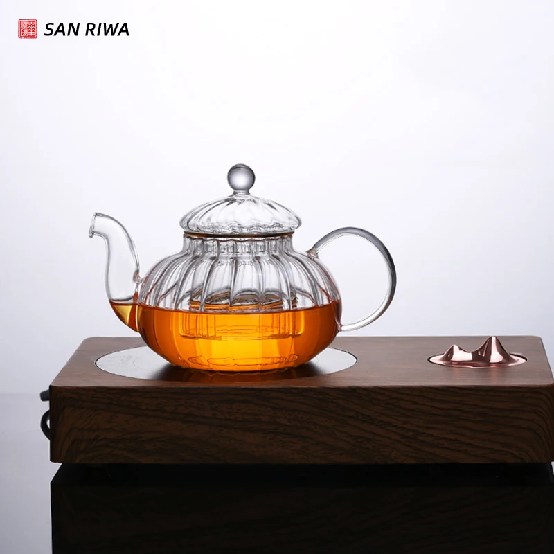 Glass Teapot  Glowing Diamond with Candle Warmer Stove included Included a Removable Tea Infuser making