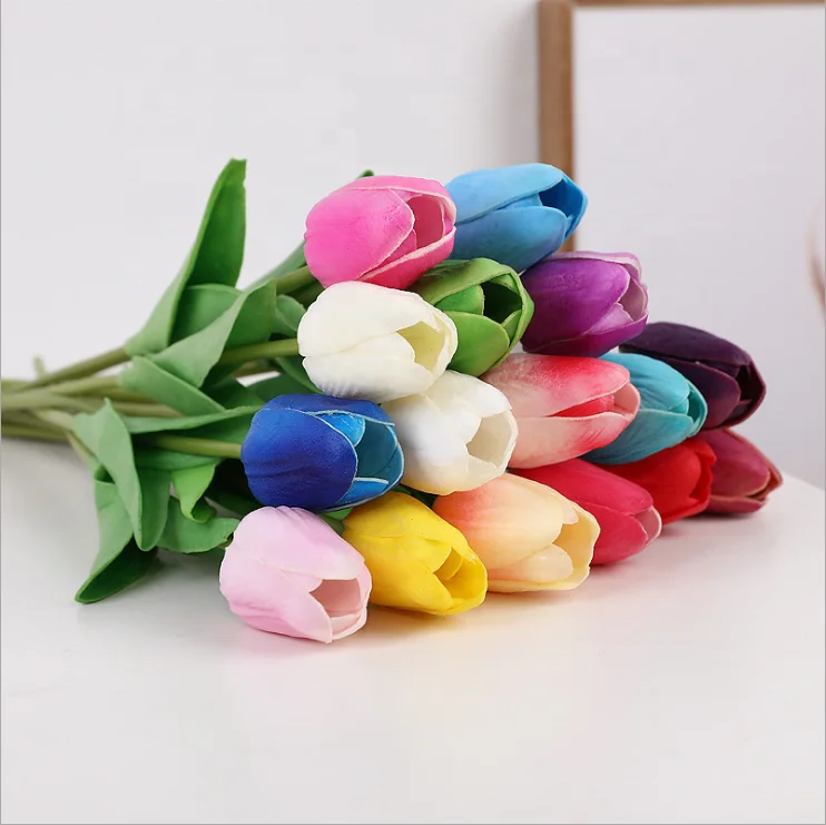 Wholesale simulation flower single branch artificial real touch tulips for home party wedding decoration