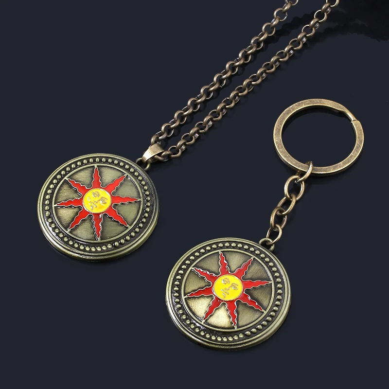 Hot Game Dark Soul Solaire of Astora Sun Logo Enamel Keychain