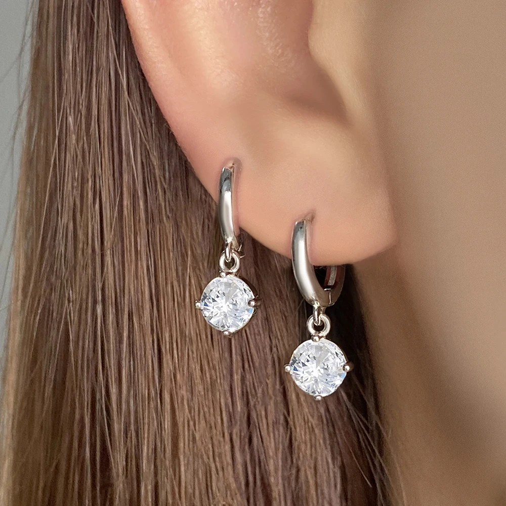 FOXI 925 серьги из стерлингового серебра 18K позолота 5A круглые кубические циркониевые Родиевые серьги-кольца