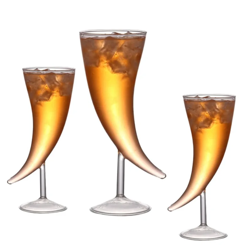 clear liquor dispenser horn shaped stem willy beer glass 410ml