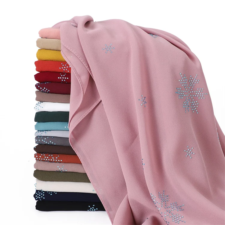 Женский шифоновый хиджаб со стразами