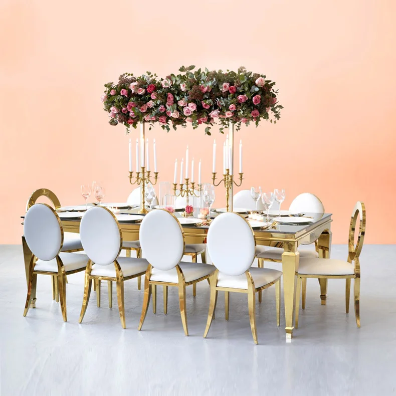 Royal Party Wedding Event Decorations & Supplies Moon Table Chair Stainless Steel Round Shape Outdoor Metal Frame
