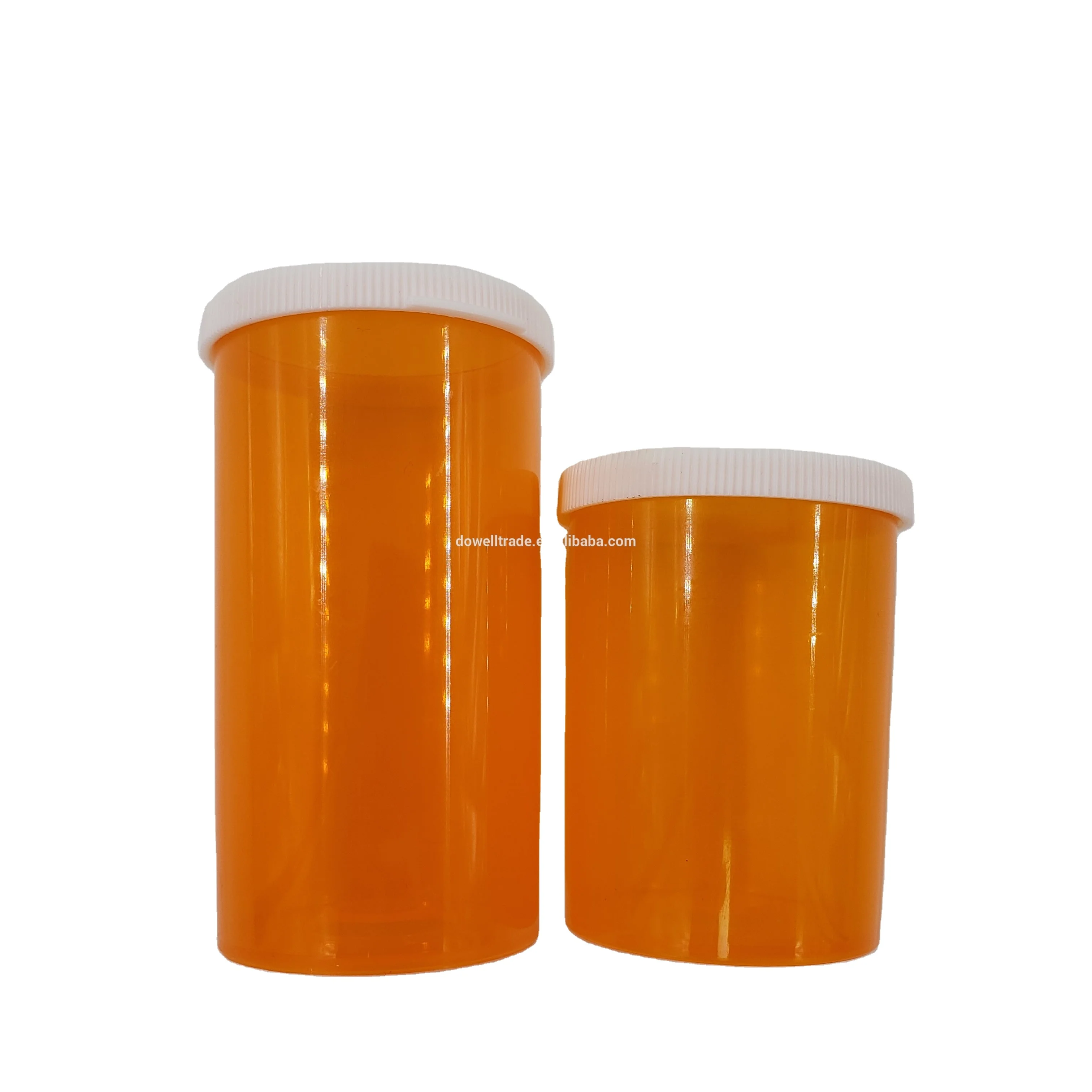 Wholesale Circular Yellow Pill Plastic Prescription Jar Plastic Bottle with Lids