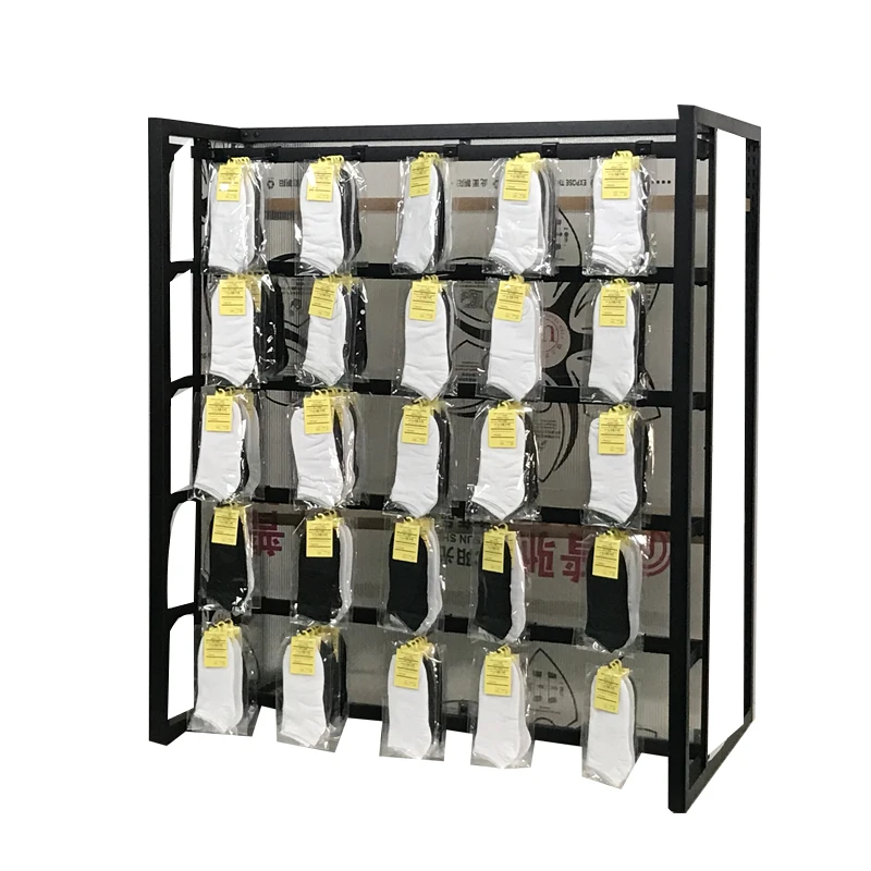 Retail metal Shelving Miniso Shop Furniture Market Rack Store hanging sock Display Racks