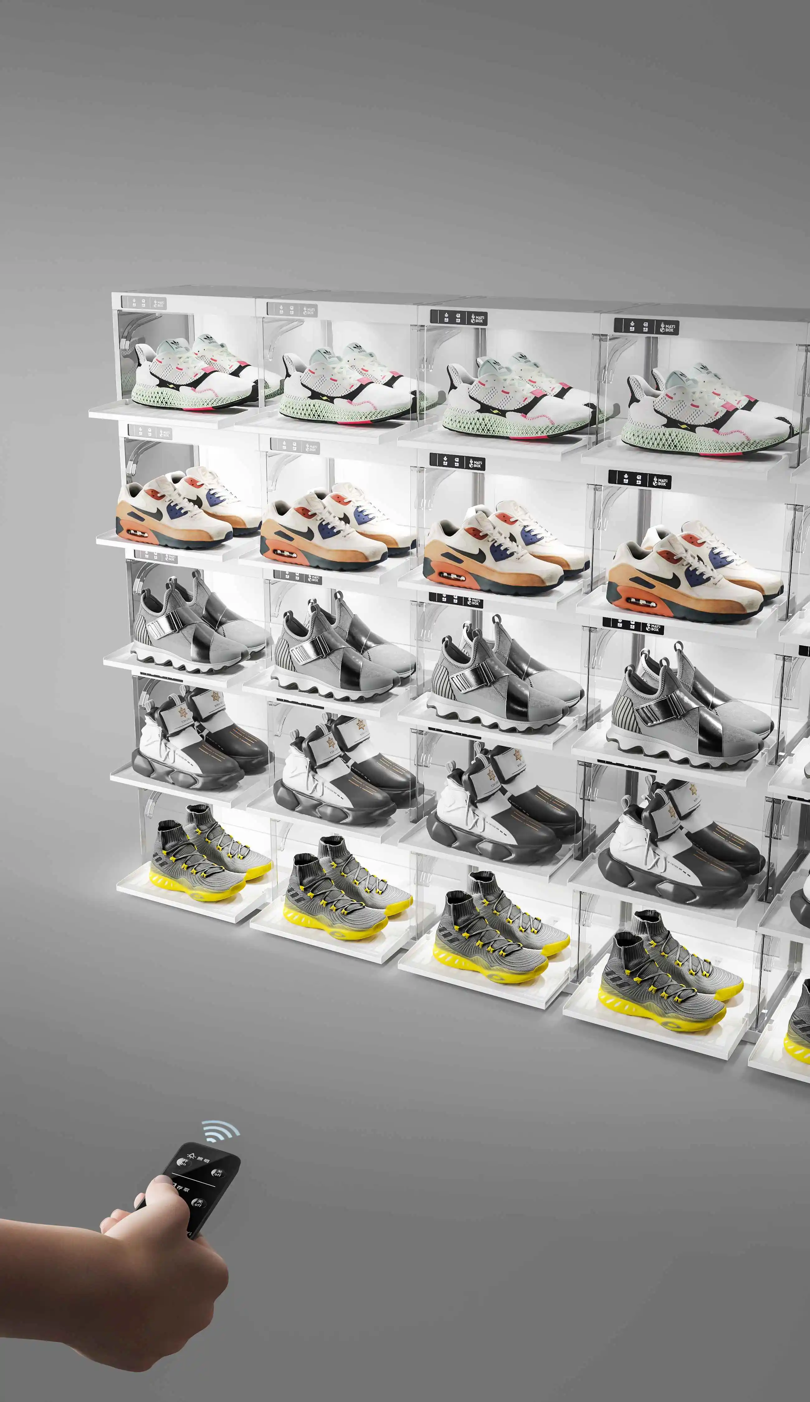 2024 new  Antbox  Basketball shoes storage stackable box  Automatic shoe box with LED lights remote control storage box