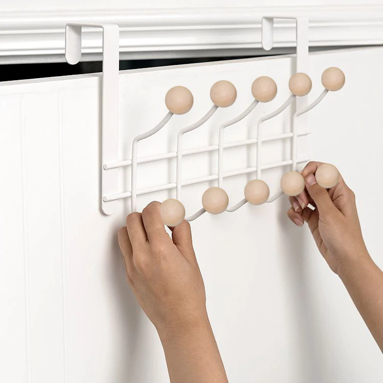 New Product Wall Mounted Coat Hook Over Door Hook Rack Metal And Wood Door Hanger