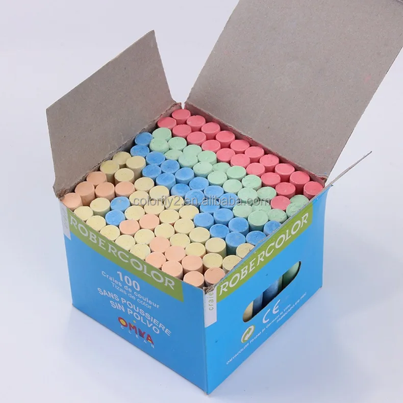 12/24/36/48/100 sticks packing bright color and white dustless school jumbo sidewalk chalk for kids