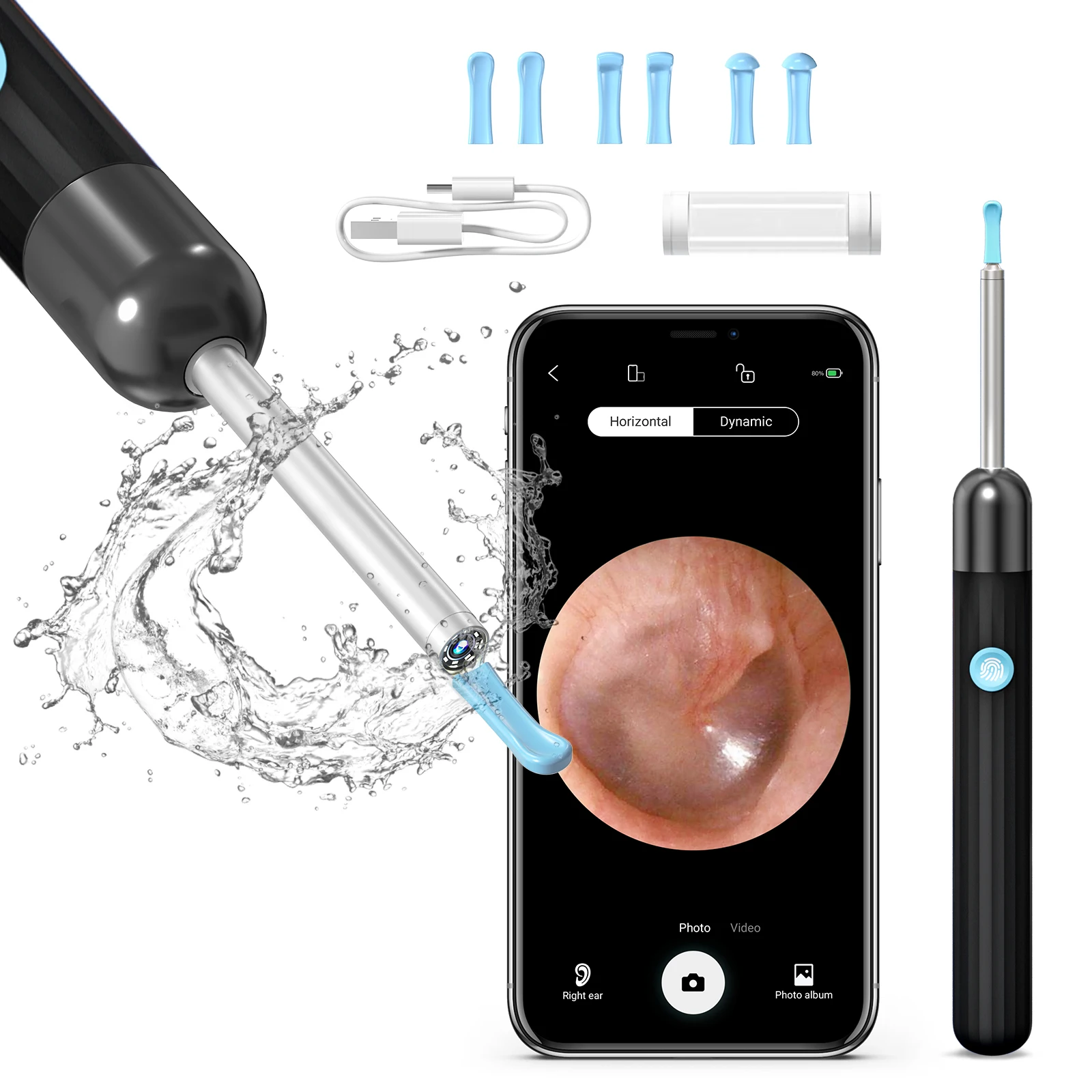 X1 Ear Wax Removal Tool Otoscope Camera Wifi Wireless Light Endoscope 1080 HD Electric Earpick Smart Visual Ear Cleaning Kit