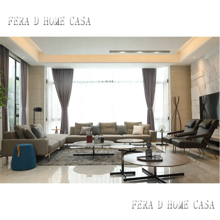 Saudi Arabia villa furniture modern sofa corner luxury italian leather L shape sofa set