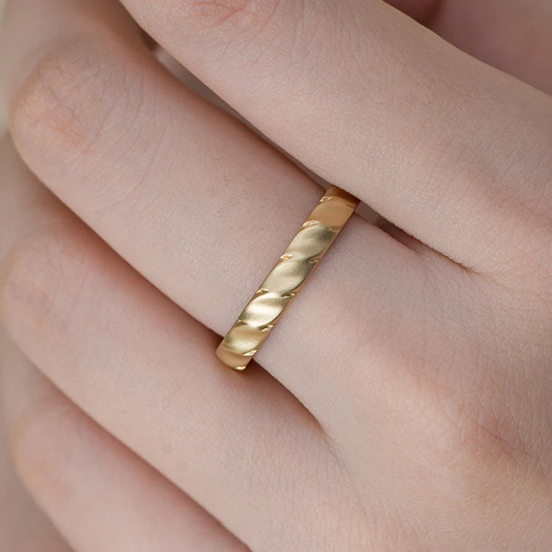 14K Yellow Gold Wedding Band Couple Ring Engagement Engraved