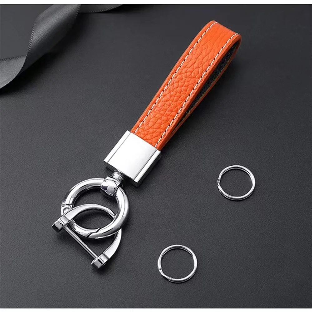 Red Braided Premium Leather Key Fob for Car Keys 360 Degree Rotating Holder Custom Logo Engraved Micro Leather Keychains