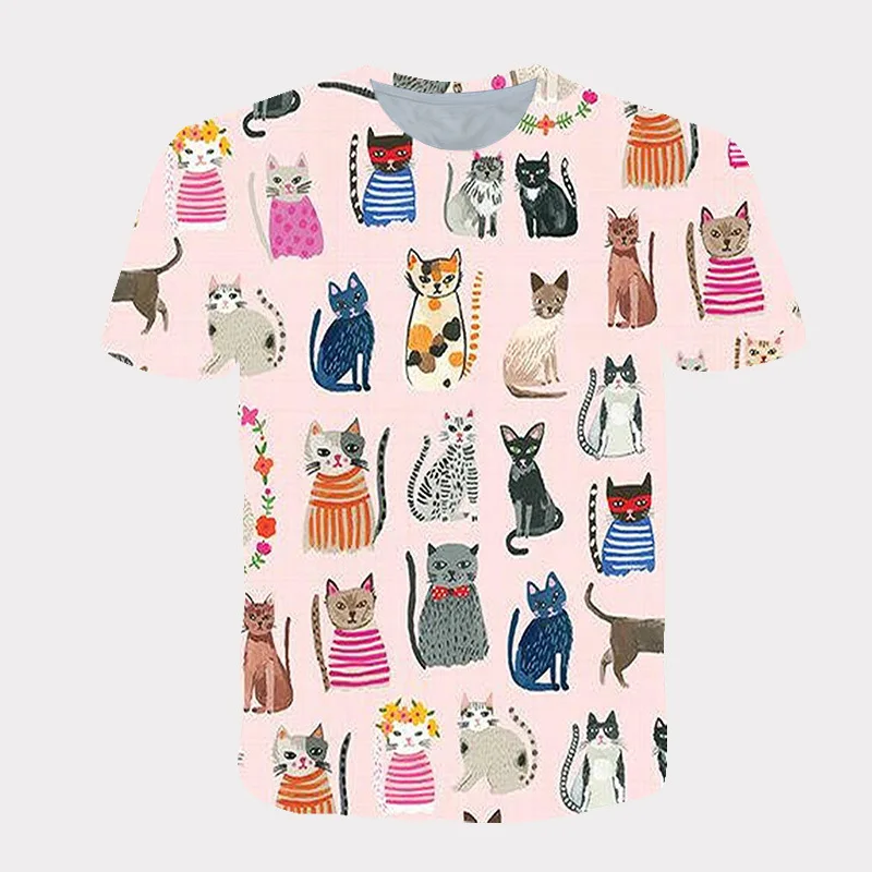 Summer Women Short Sleeve Tees Cat 3D T Shirts Casual Femme Tops Girls T-Shirt