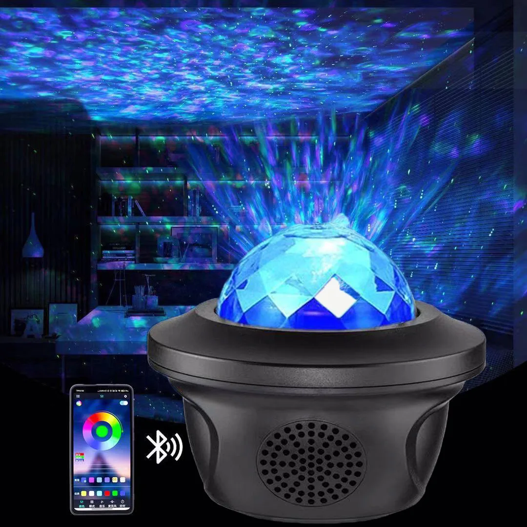 Colorful Starry Sky Projector Nightlight Projection Lamp Gifts Night Light Romantic Tooth USB Music Player Star Child Blue LED