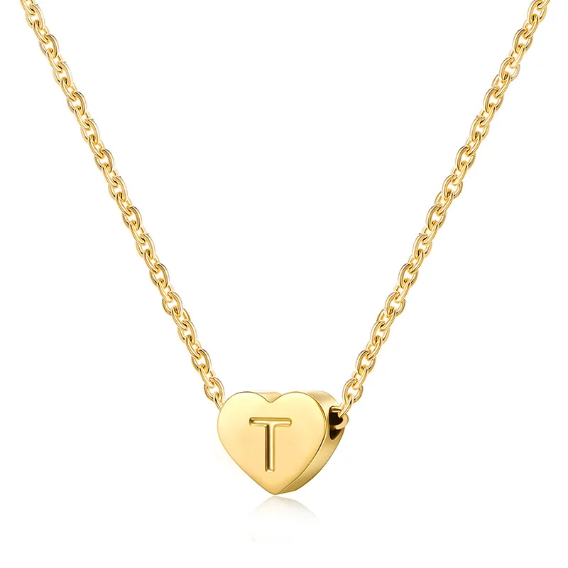 Timeless Jewelry Necklace Wholesale Fashion Tiny Heart Dainty Initial Letter Custom Necklace