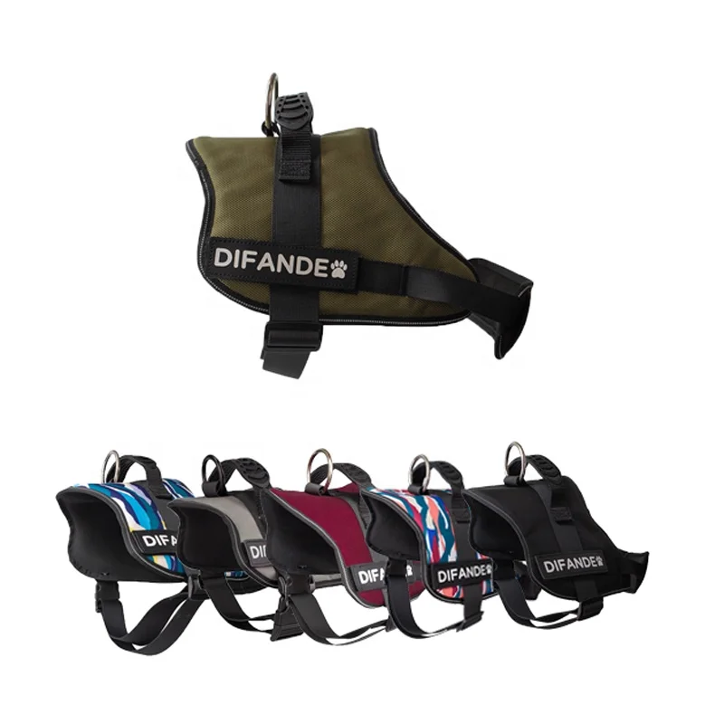 Adjustable Straps Reversible Patches Padded Handle Pet Vest Dog Harness for Dog