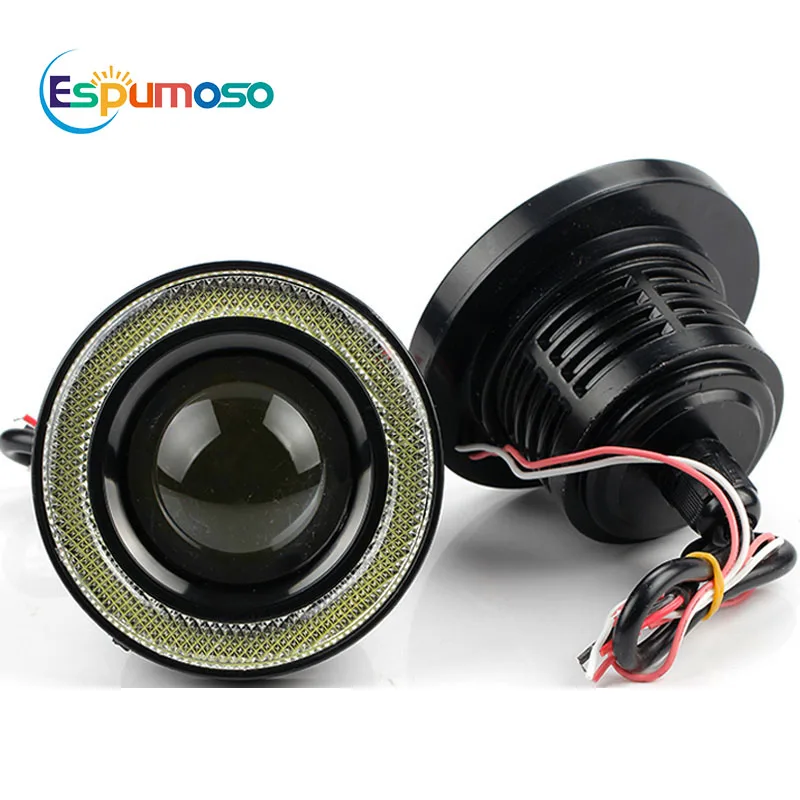 Противотуманные фары Angle Eyes 12 В 64 мм 76 89 светодиодные желтые белые красные синие COB гало кольцо